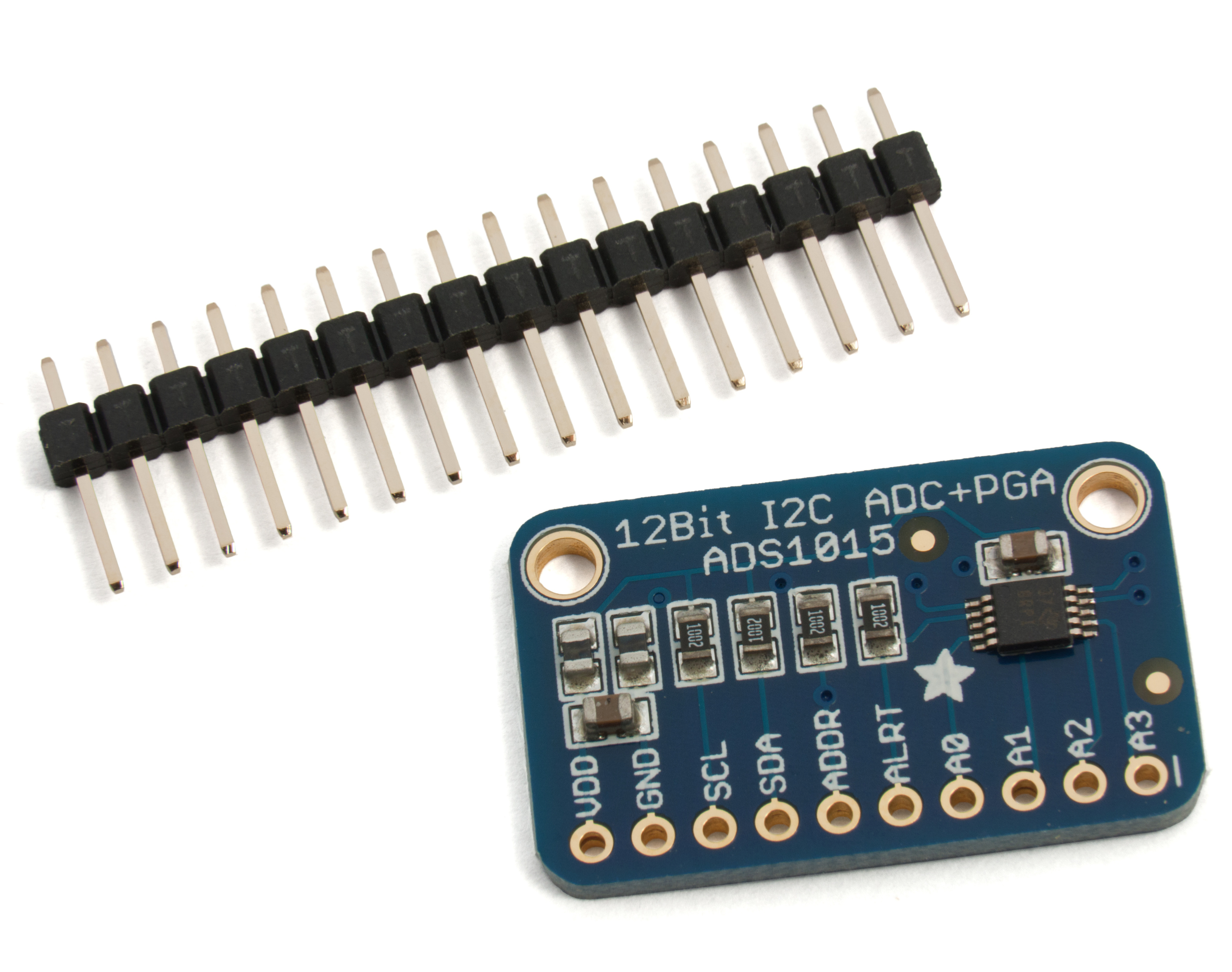 ADS1015 12-bit ADC 4ch med programmerbar förstärkare @ electrokit