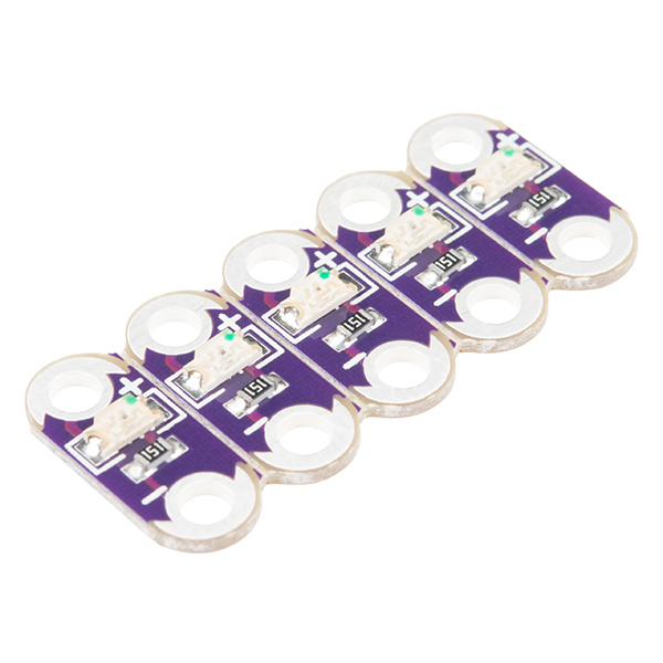 LilyPad LED gul 5-pack @ electrokit