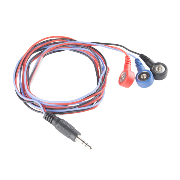 Cable for three electrodes 4mm/3.5mm @ electrokit