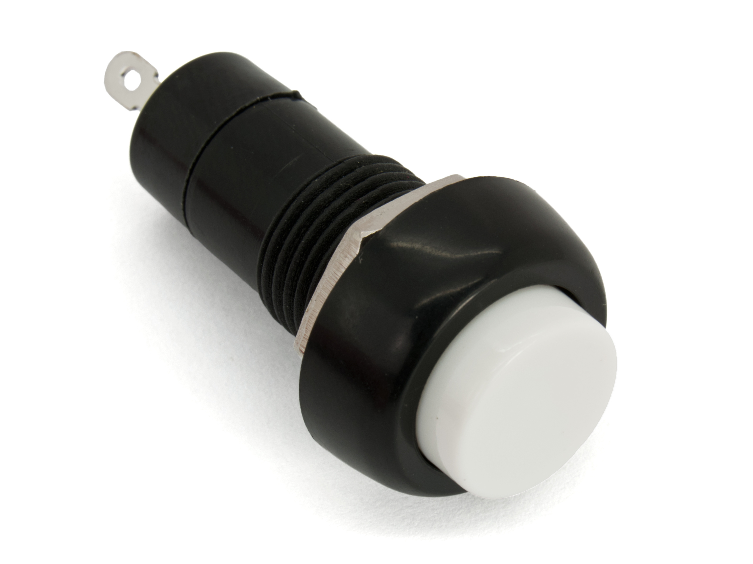 Push button ø12.2mm 1-p off-on white @ electrokit