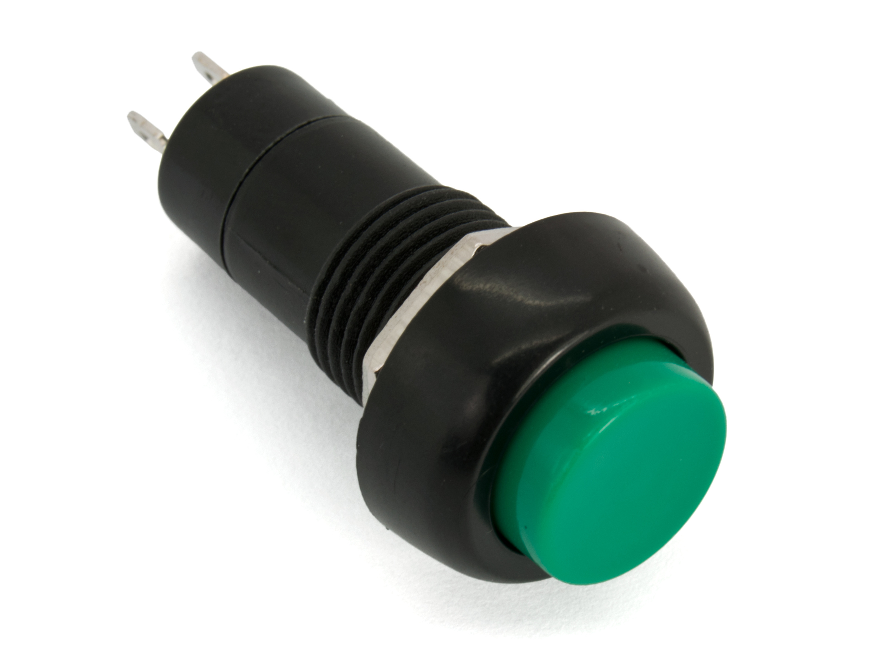 Push button ø12.2mm 1-p off-on green @ electrokit