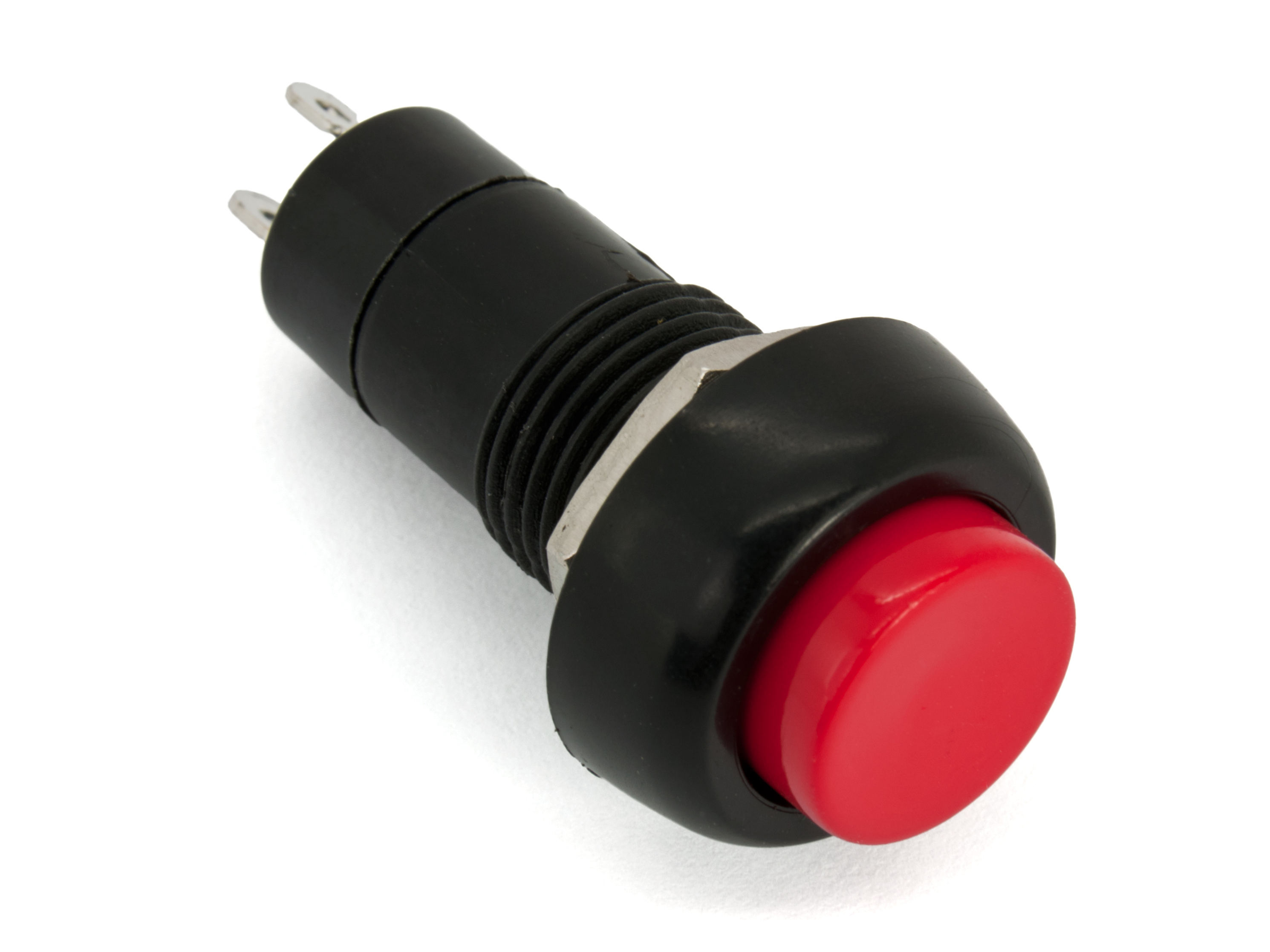 Push button ø12.2mm 1-p off-on red @ electrokit