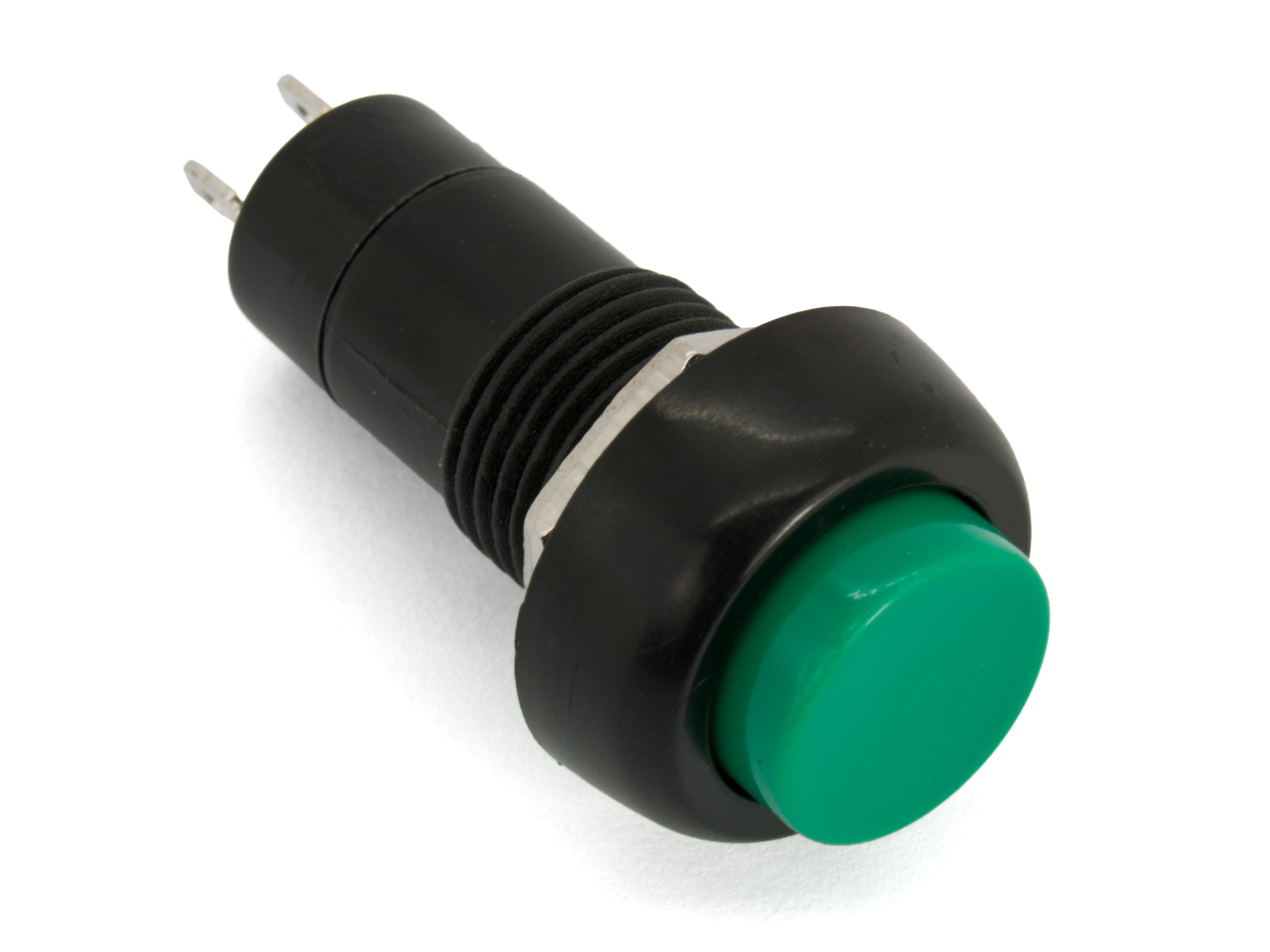 Push button ø12.2mm 1-p off-(on) green @ electrokit
