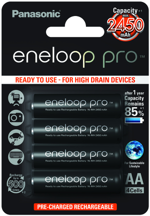 Battery NiMH AA/LR6 2450mAh Eneloop Pro 4-pack @ electrokit (1 of 1)