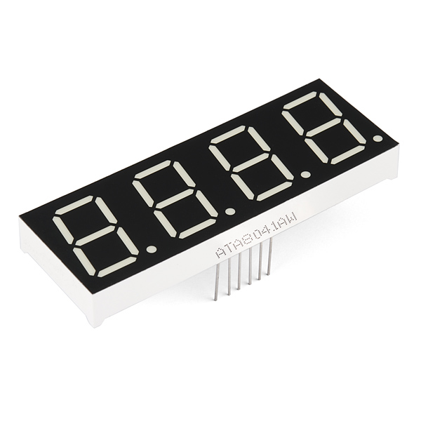 LED display 7-segment 20mm 4-char CC white @ electrokit