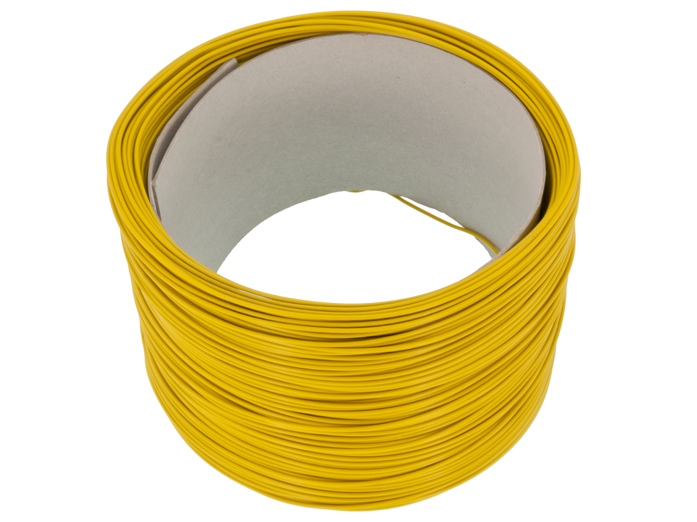 Hook-up wire AWG24 solid core - yellow /m @ electrokit