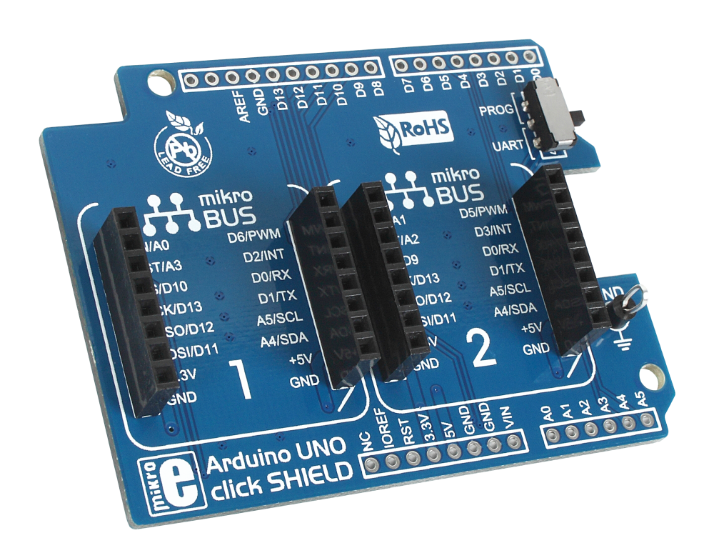 Click shield för Arduino UNO @ electrokit