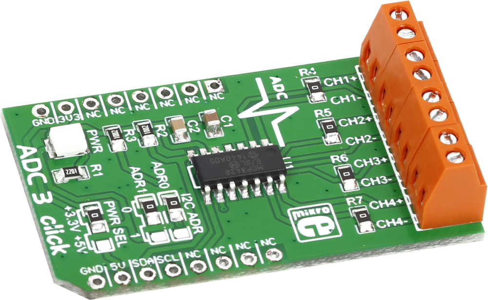 R3 adc m. Hy adc03. click board.