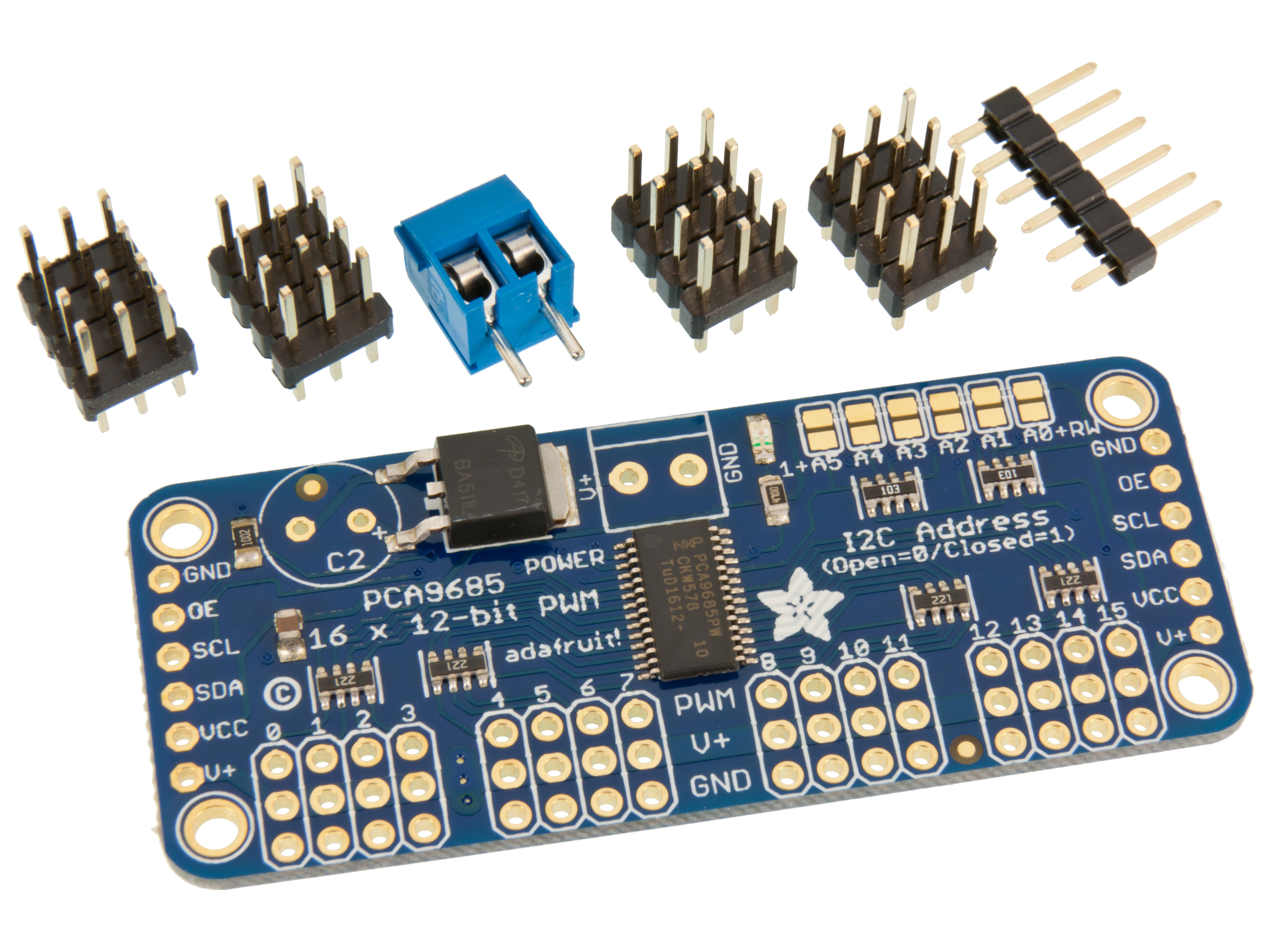 PWM Servo Driver 16-kanal 12-bit I2C @ electrokit