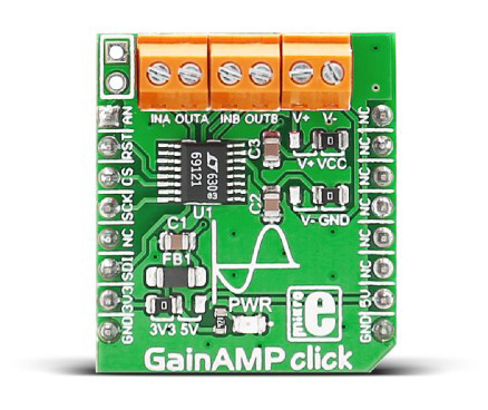 GainAMP click @ electrokit