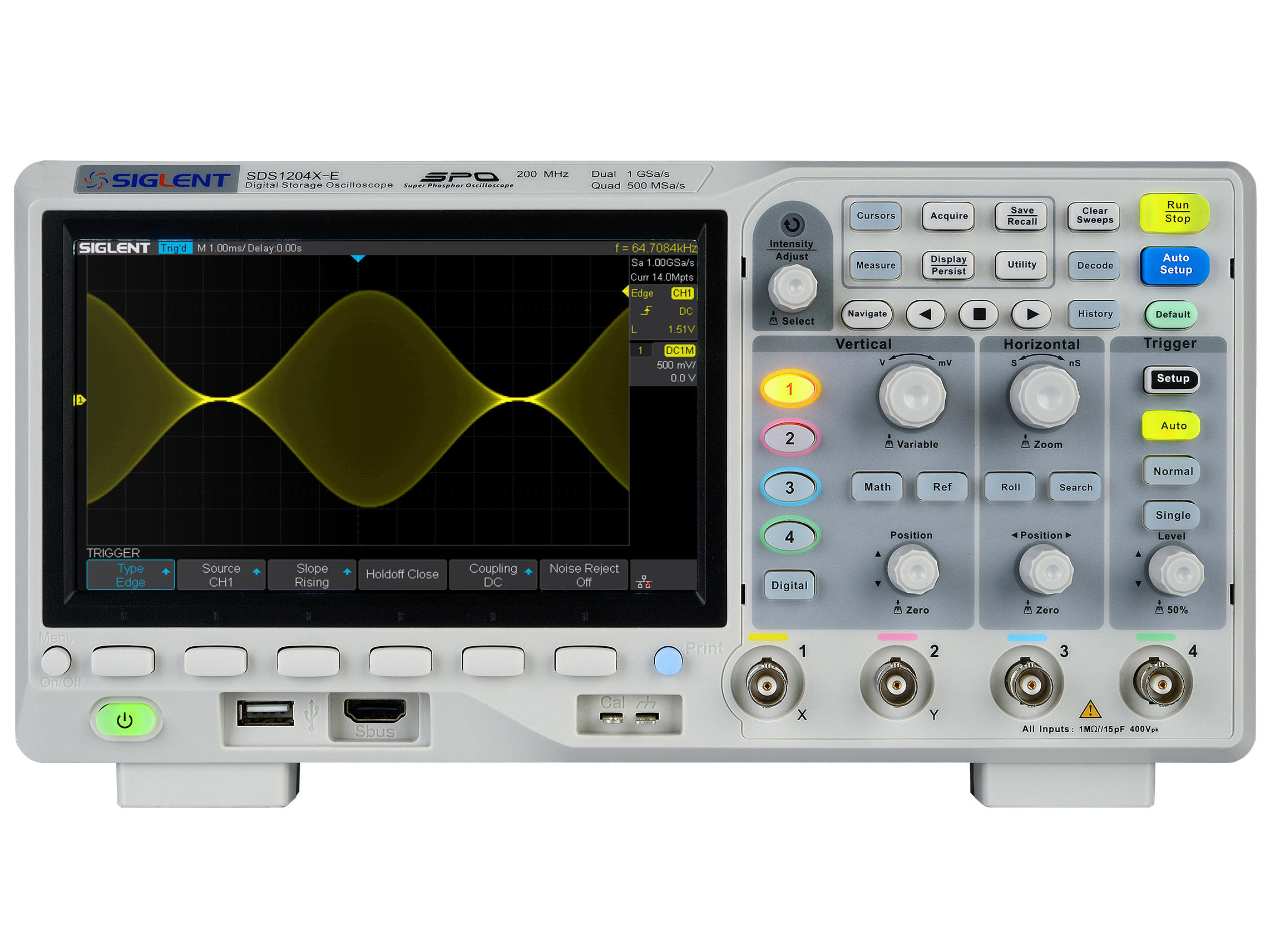 Oscilloscope 200MHz 4-ch Siglent SDS1204X-E (incl. FG & LA) @ electrokit