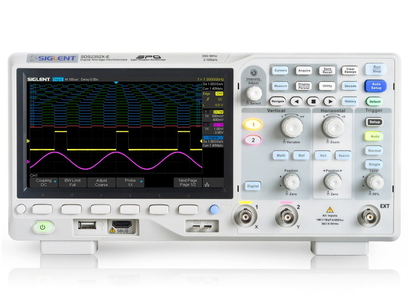 Oscilloskop 350MHz 2-kan Siglent SDS2352X-E @ electrokit