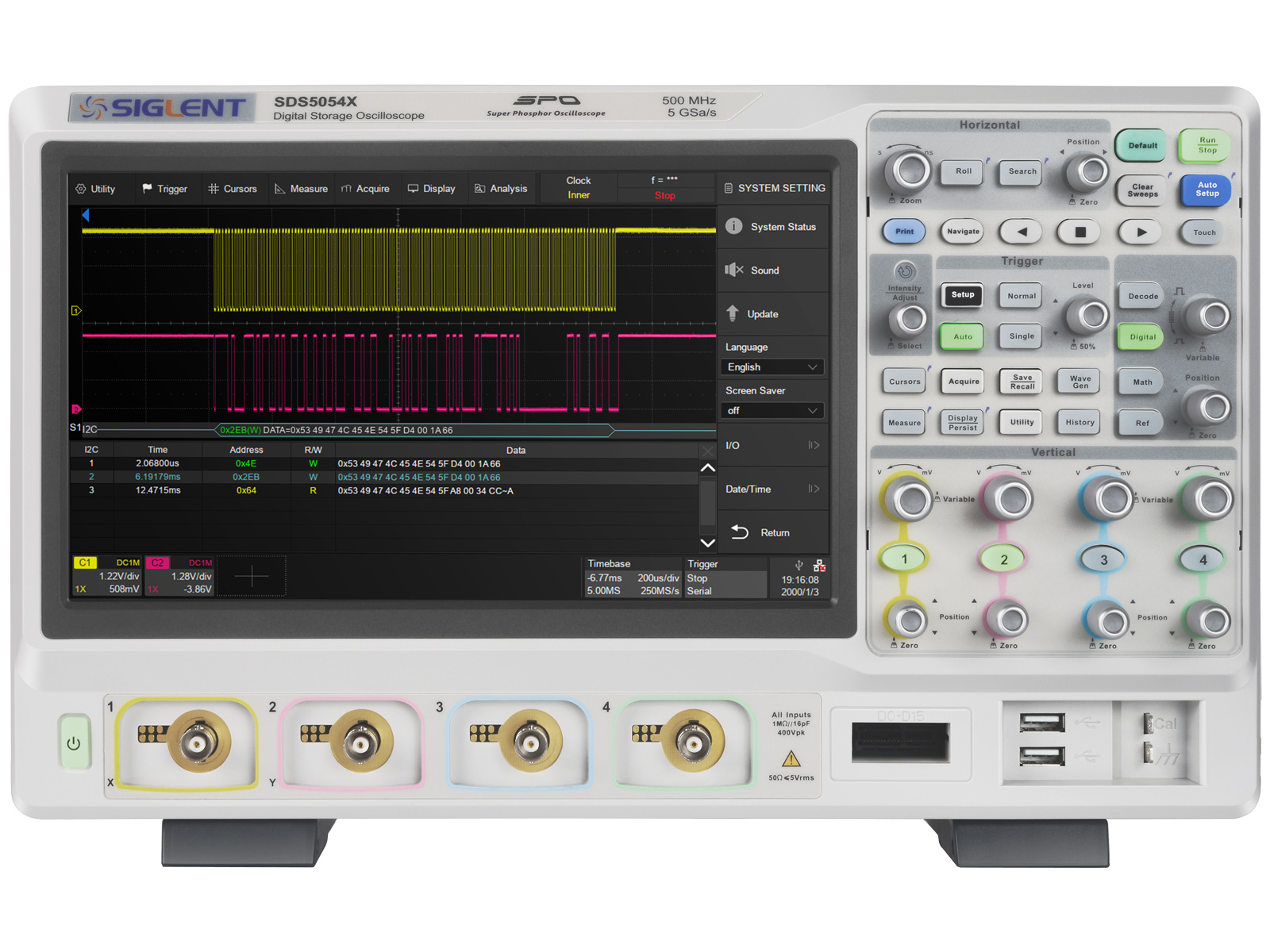 Oscilloscope MSO 350MHz 4-ch Siglent SDS5034X @ electrokit