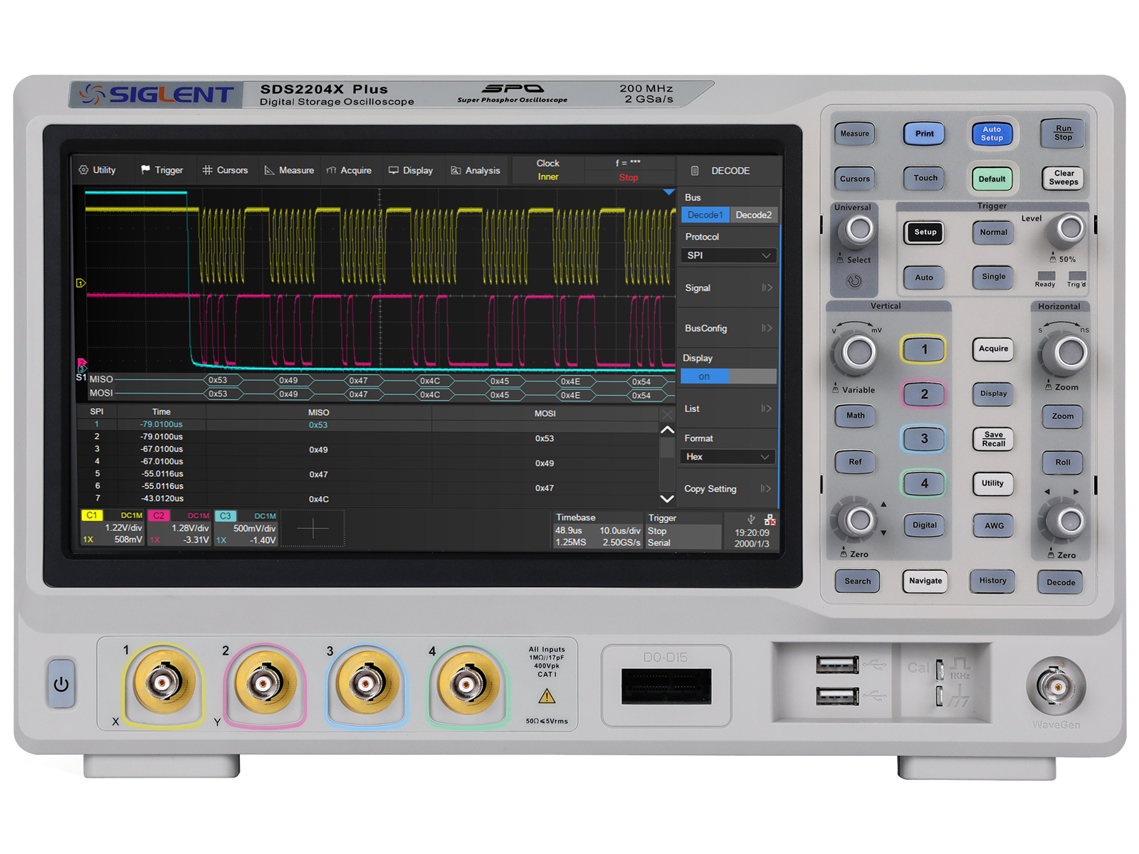 Oscilloscope 200MHz 4-ch Siglent SDS2204X+ @ electrokit