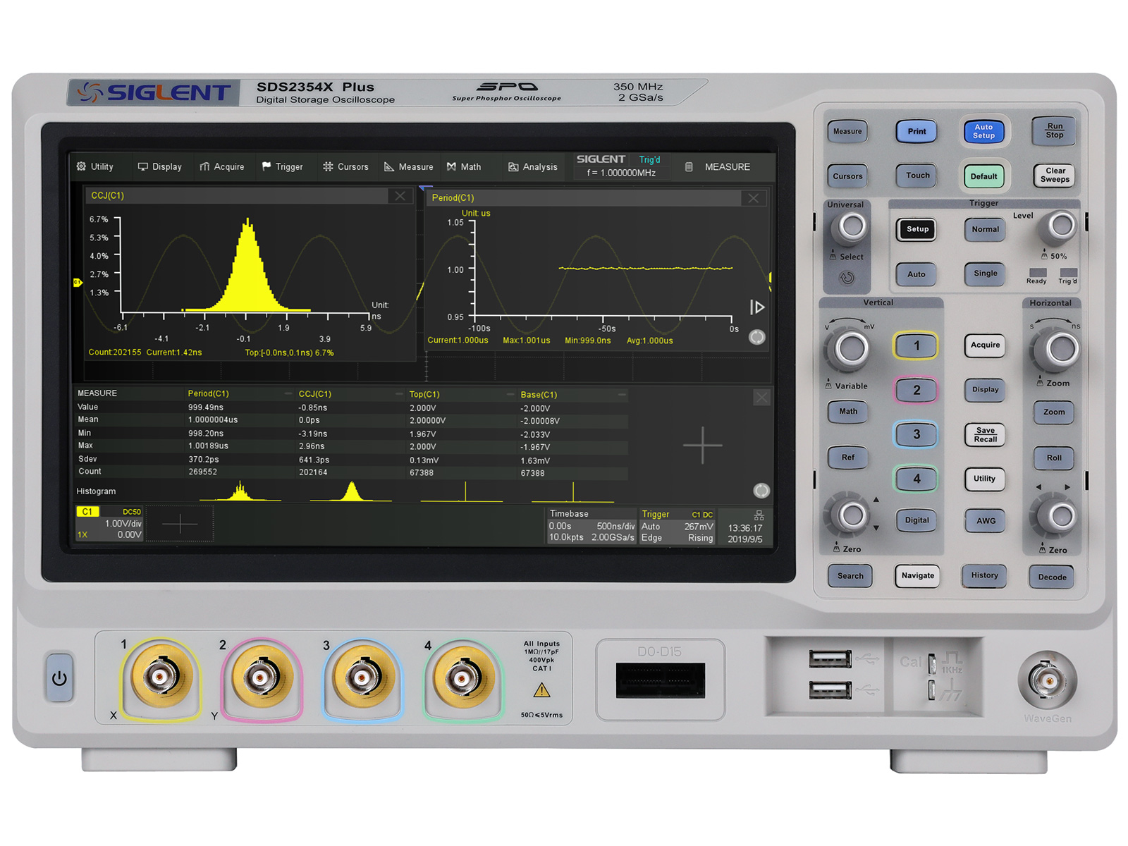 Oscilloscope 350MHz 4-ch Siglent SDS2354X+ @ electrokit