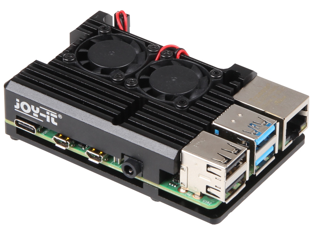 Heatsink case for Raspberry Pi 4 - with fans @ electrokit