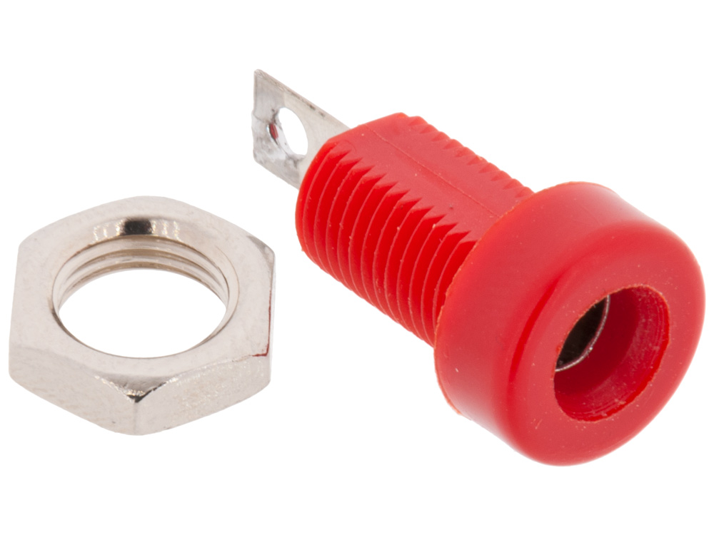 Test jack 4mm female red @ electrokit