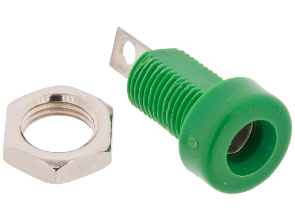 Test jack 4mm female green @ electrokit