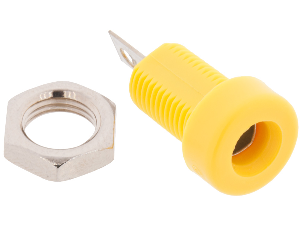 Test jack 4mm female yellow @ electrokit