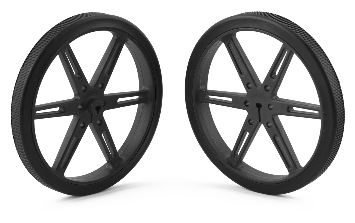 Robot wheels with tires ø80x10mm - black 2-pack @ electrokit