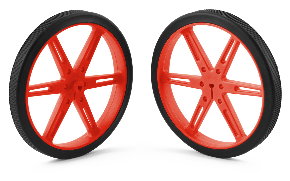 Hjul med gummidäck ø80x10mm - röd 2-pack @ electrokit