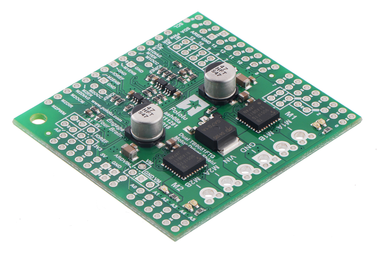 Shield med dubbel motordrivare för Arduino 4.5-28V 2.6A @ electrokit