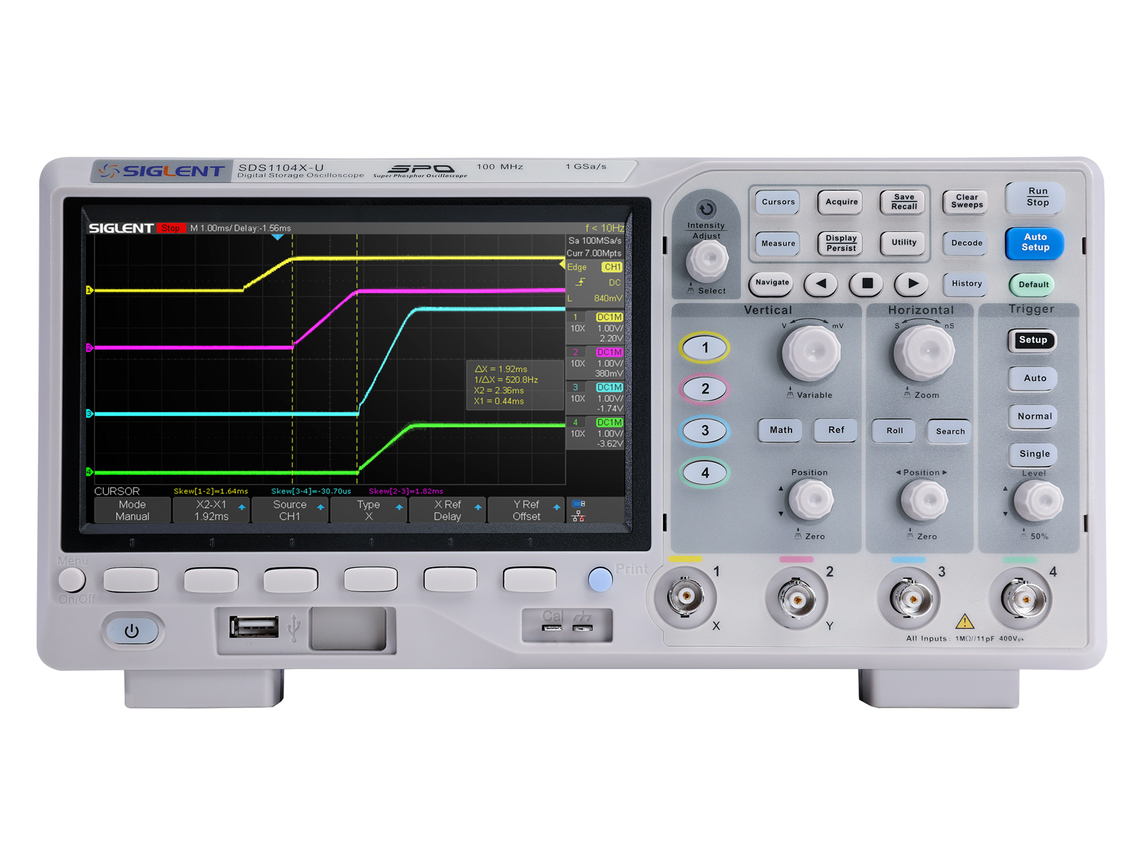 Oscilloscope 100MHz 4-ch Siglent SDS1104X-U @ electrokit