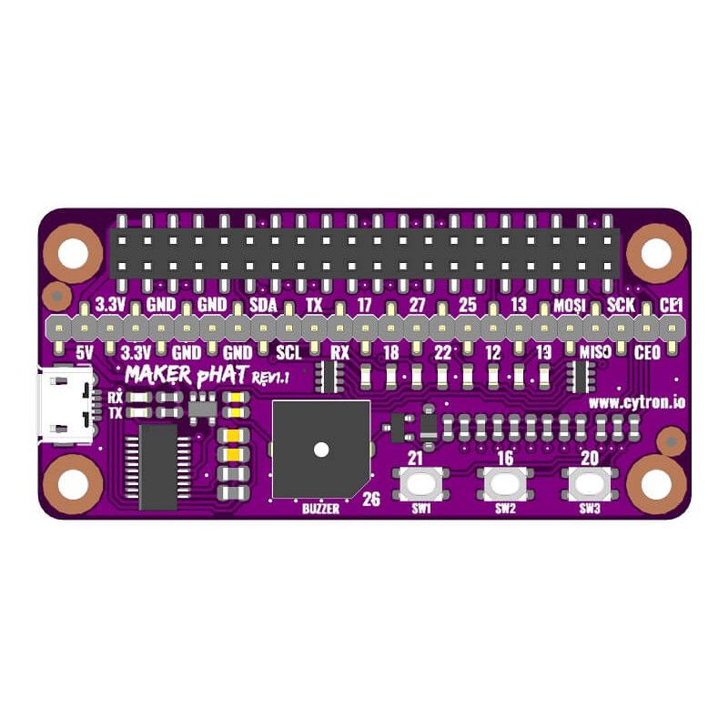 Maker pHAT - Utbildningskort för Raspberry Pi @ electrokit