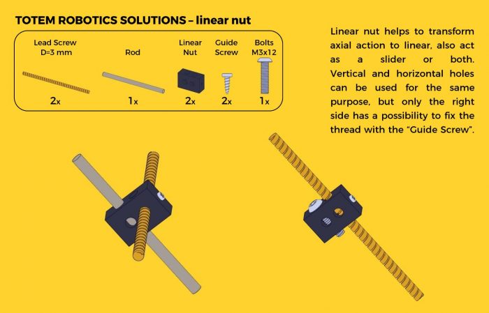 Totem Linear Nut (with Guide Screw 2.2x4.5mm) (2-pack) @ electrokit