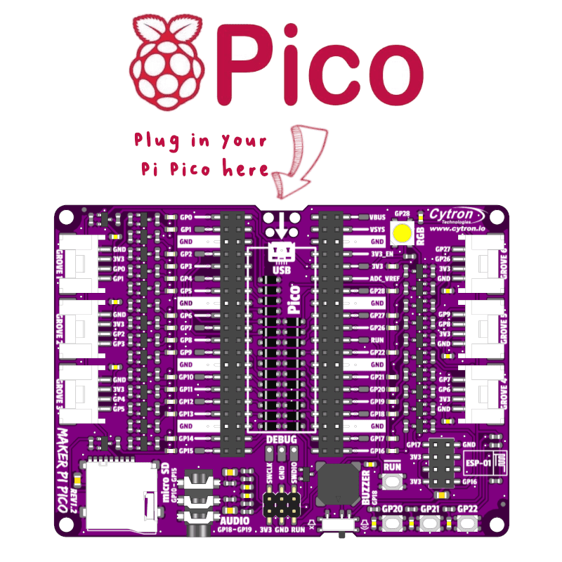 Maker Pi Pico - Experimentkort för Pico @ electrokit