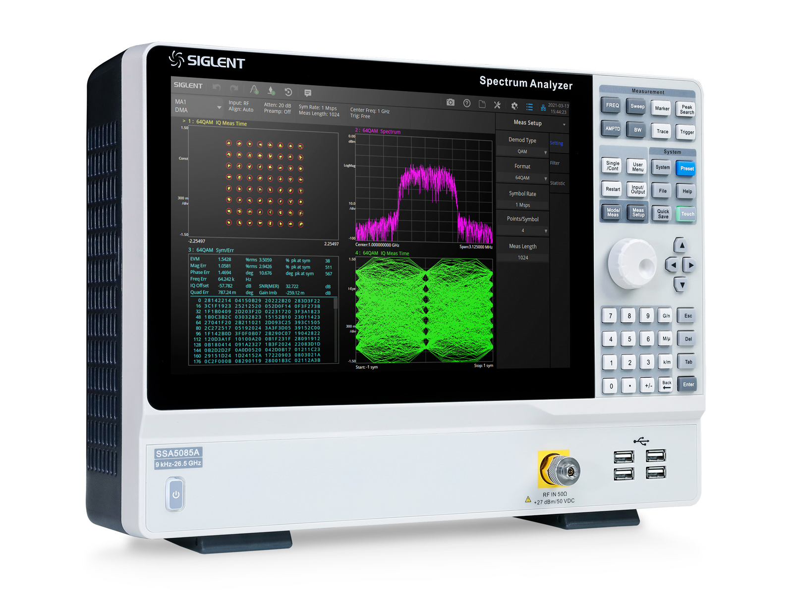 Spektrumanalysator 26.5GHz Siglent SSA5085A (inkl RTA1 + 40MHz RTBW) @ electrokit (3 av 5)