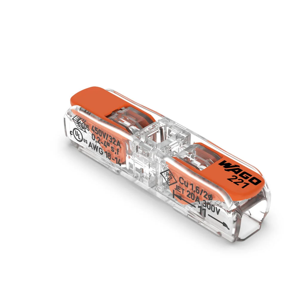 Terminal block 2-p 0.2 - 4mm2 Wago 221-2411 @ electrokit