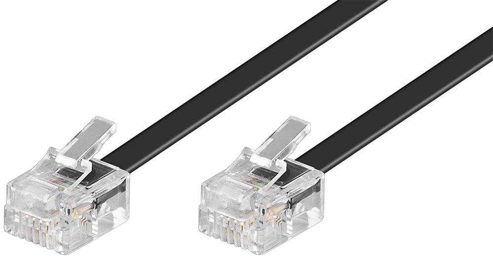 RJ11 modular signal- och telekabel 3m svart