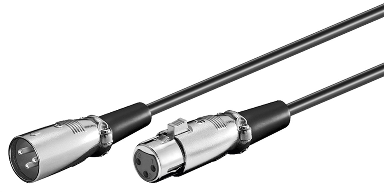 Balanserad XLR-kabel 3-pol hane till hona 2m