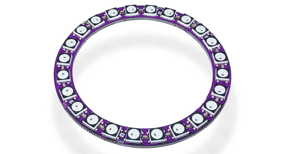 Adresserbar RGB LED-ring med 24 LED ø67mm - WS2812B