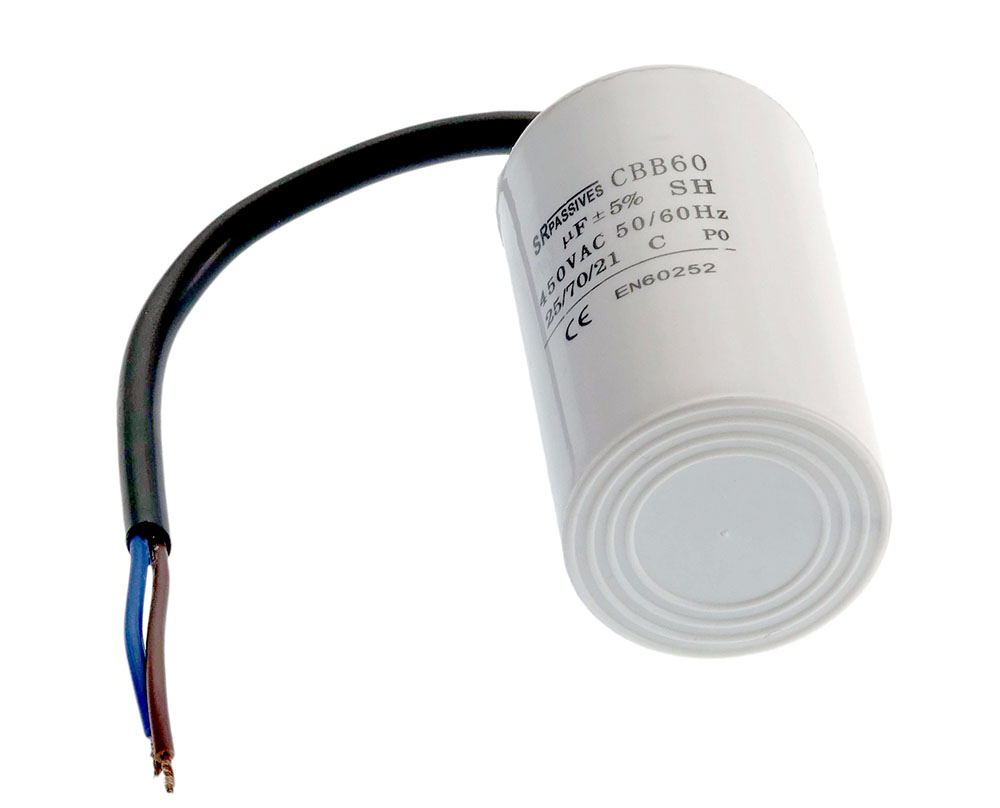 Motorkondensator 4uF 450VAC med kabel