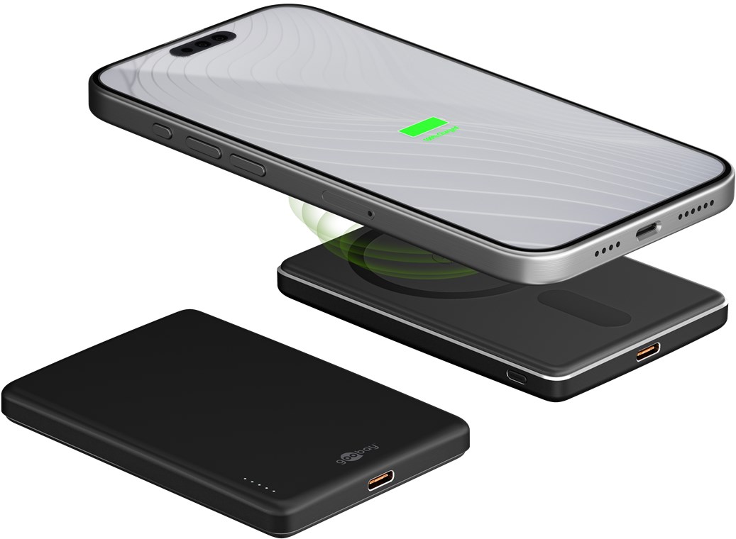 Powerbank 5000mAh USB-C PD med magnet och trådlös laddning