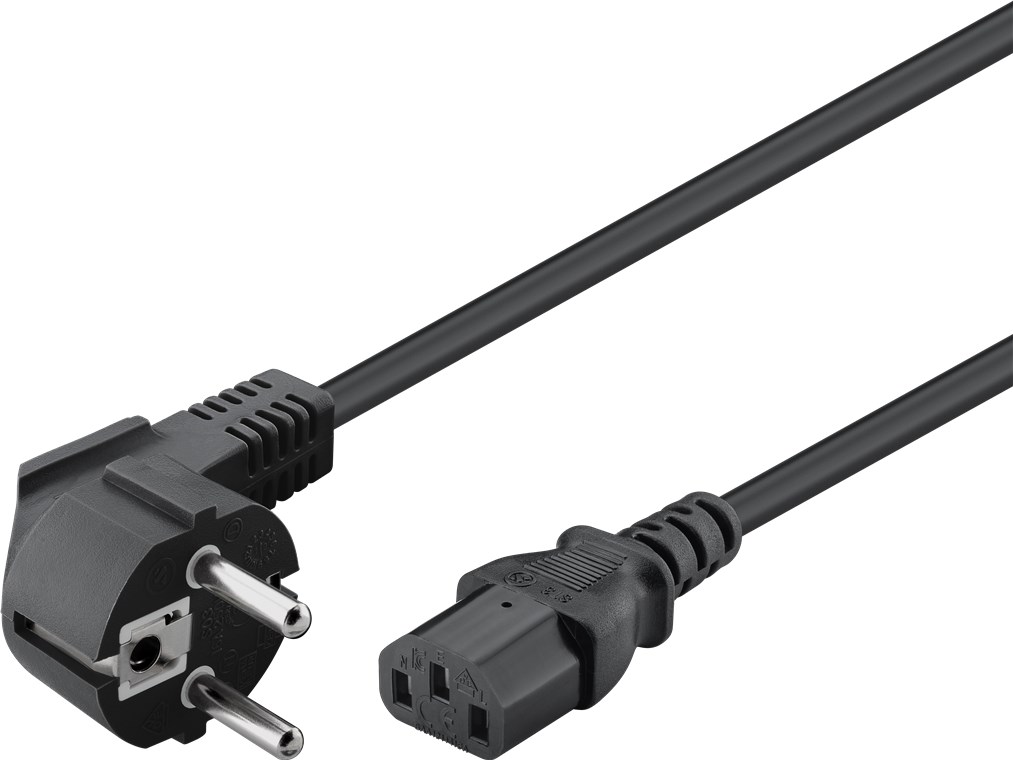 Nätkabel CEE7/7 till C13 0.5m svart