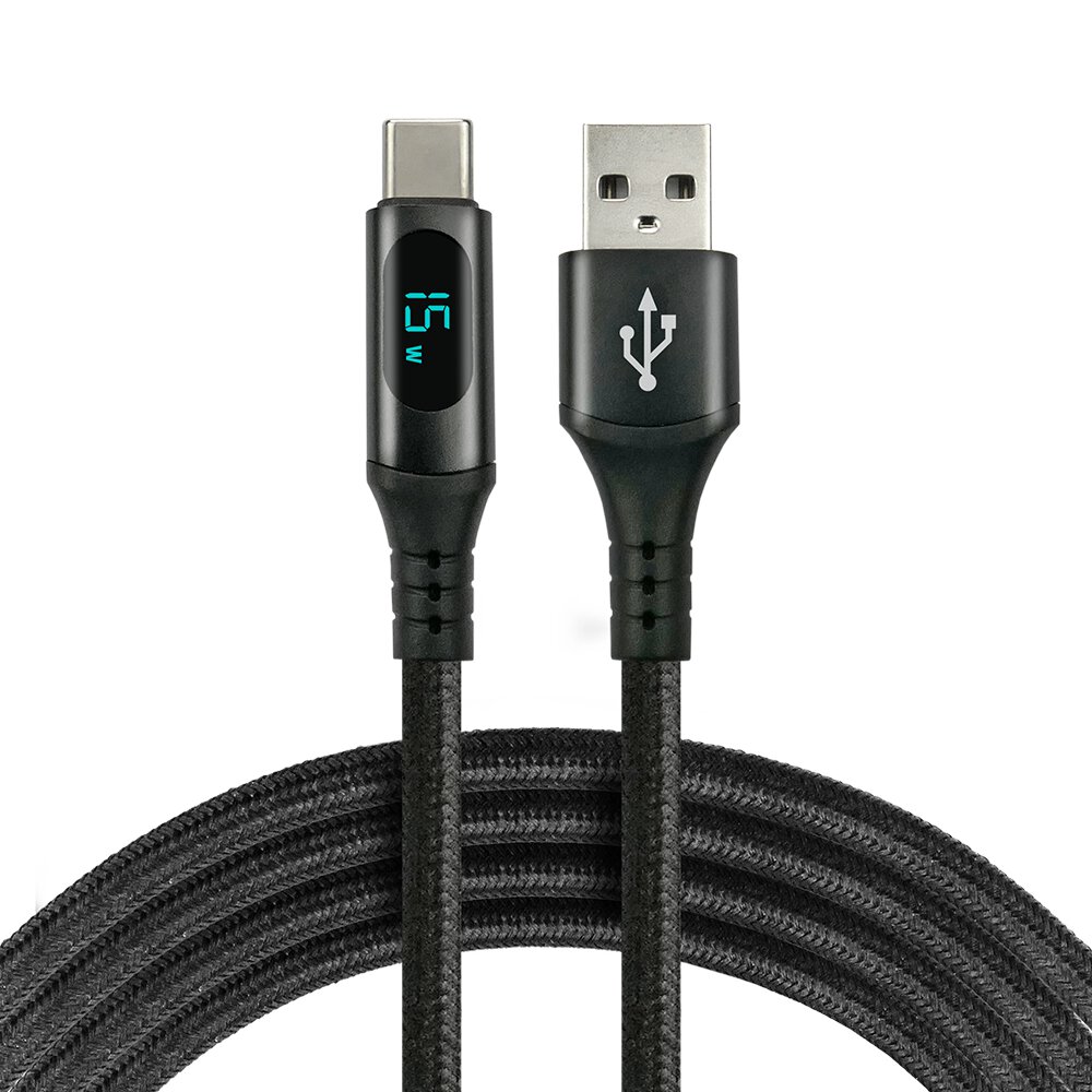 USB-A-till USB-C laddkabel med effektmätare 15W 2.0m