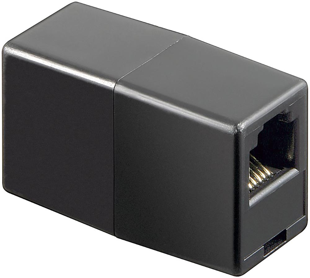RJ12 modularadapter svart rak