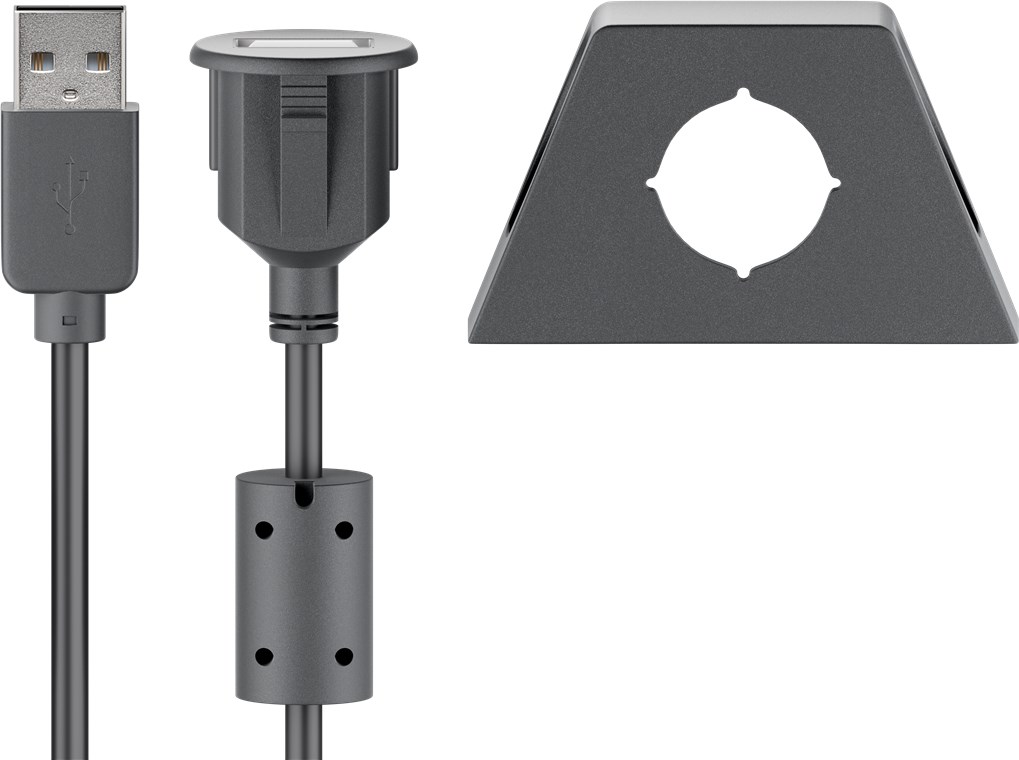 Adapterkabel USB-A till USB-A - panelmonterad 0.6m