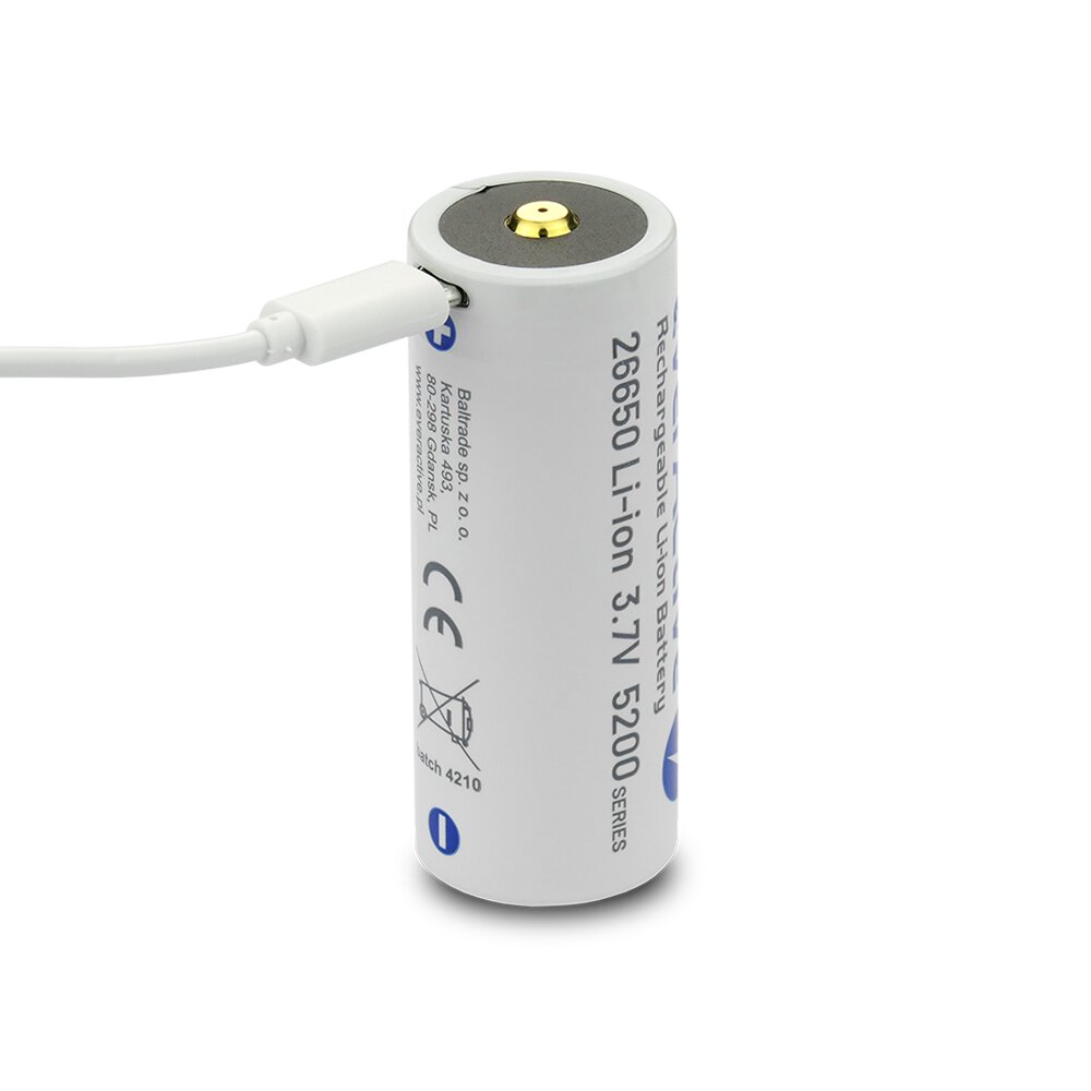 Batteri Li-Ion 26650 3.7V 5200mAh inbyggd USB-laddare