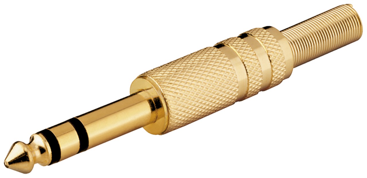6.3mm hane 3-pol stereo guld