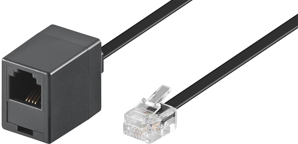 RJ11 modular signal- och telekabel 3m svart förlängning
