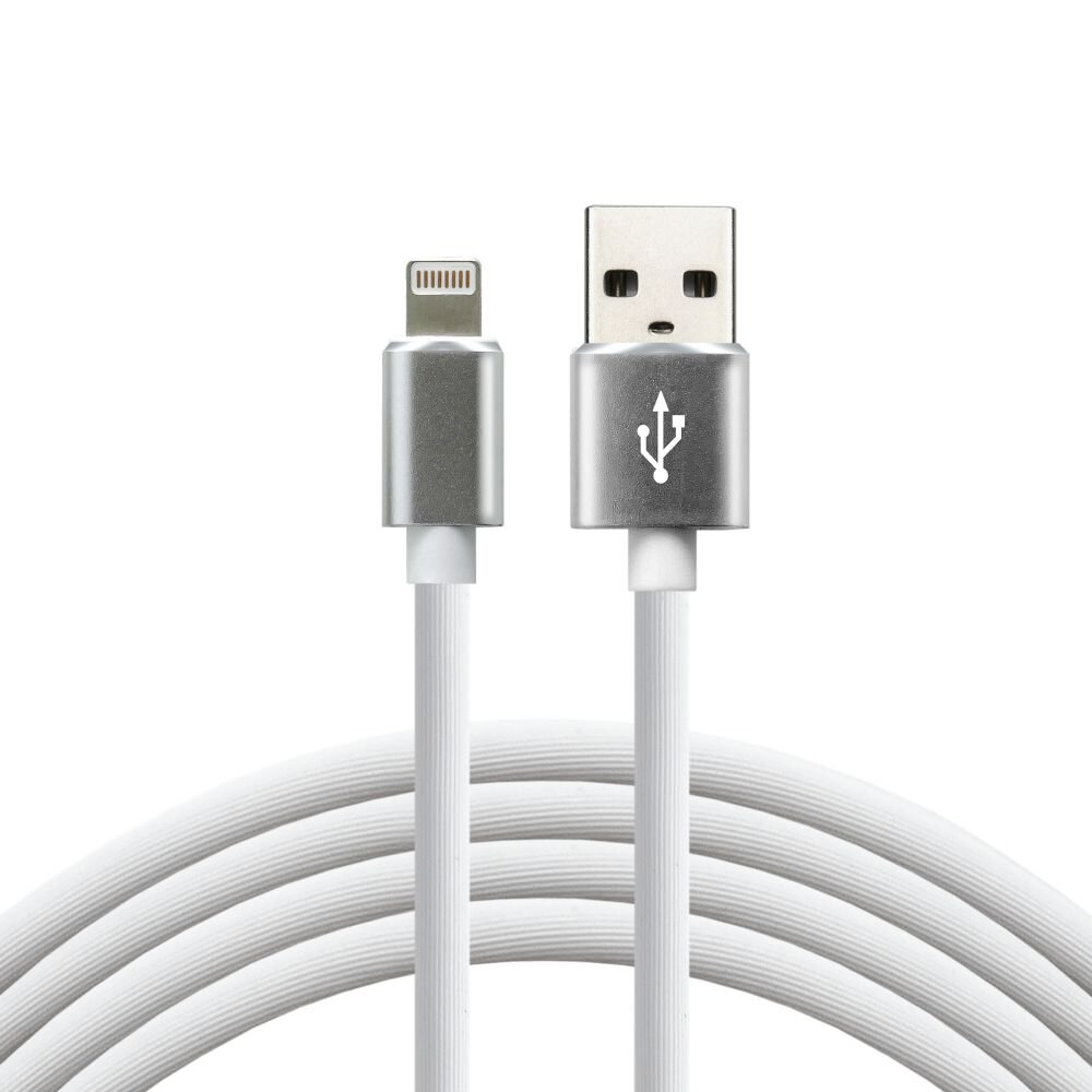 USB-A till Lightning-kabel 1.5m mjuk silikon vit