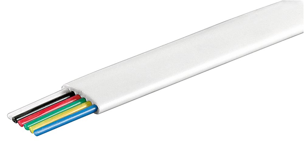 6 ledare flat modularkabel för signal- och tele vit