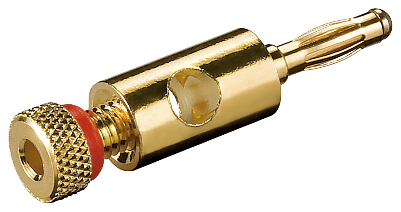 Högtalarkontakt banan 4mm guldpl. röd