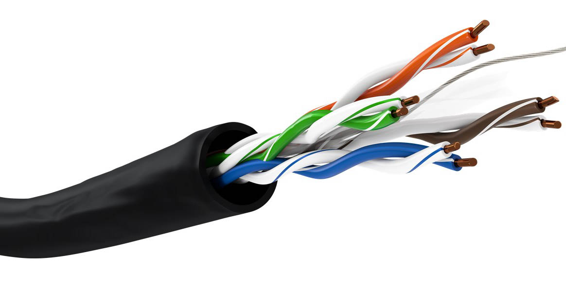 Installationskabel Cat6 U/UTP CCA solid svart 100m utomhus