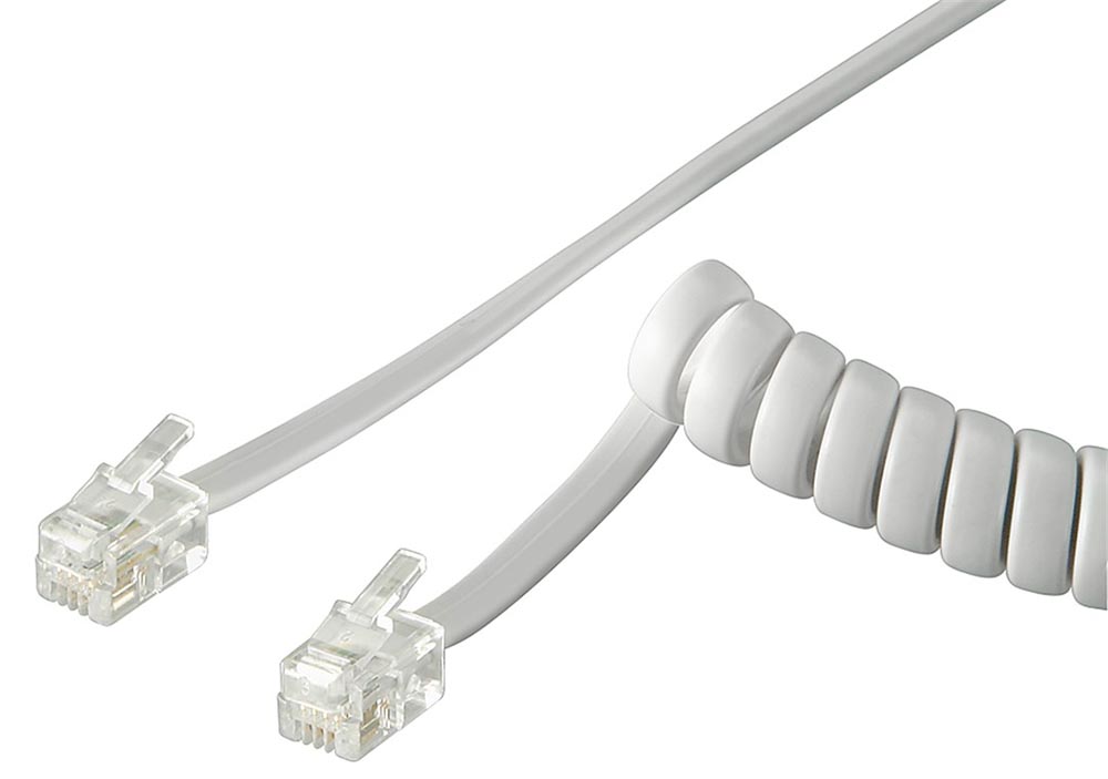 Spiralkabel för telefonlur RJ10 2m vit