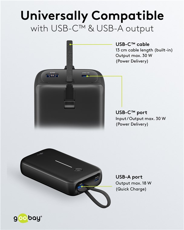 Power bank 20000 mAh USB-C PD + USB-A 20W built-in cable @ electrokit (8 of 11)